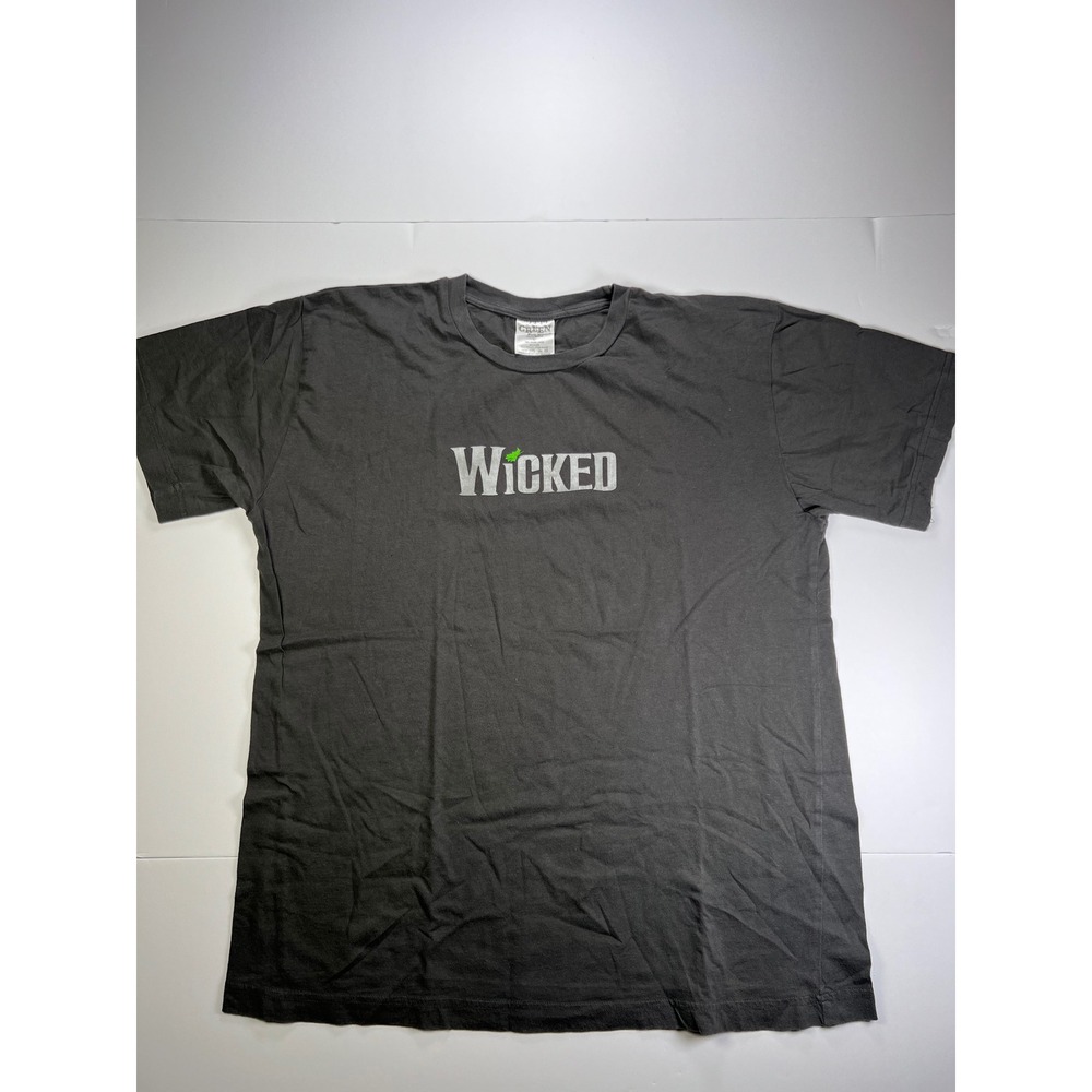 Wicked Graphic T-Shirt Unisex Large Charcoal Defy Gravity Tour Broadway Bat Logo